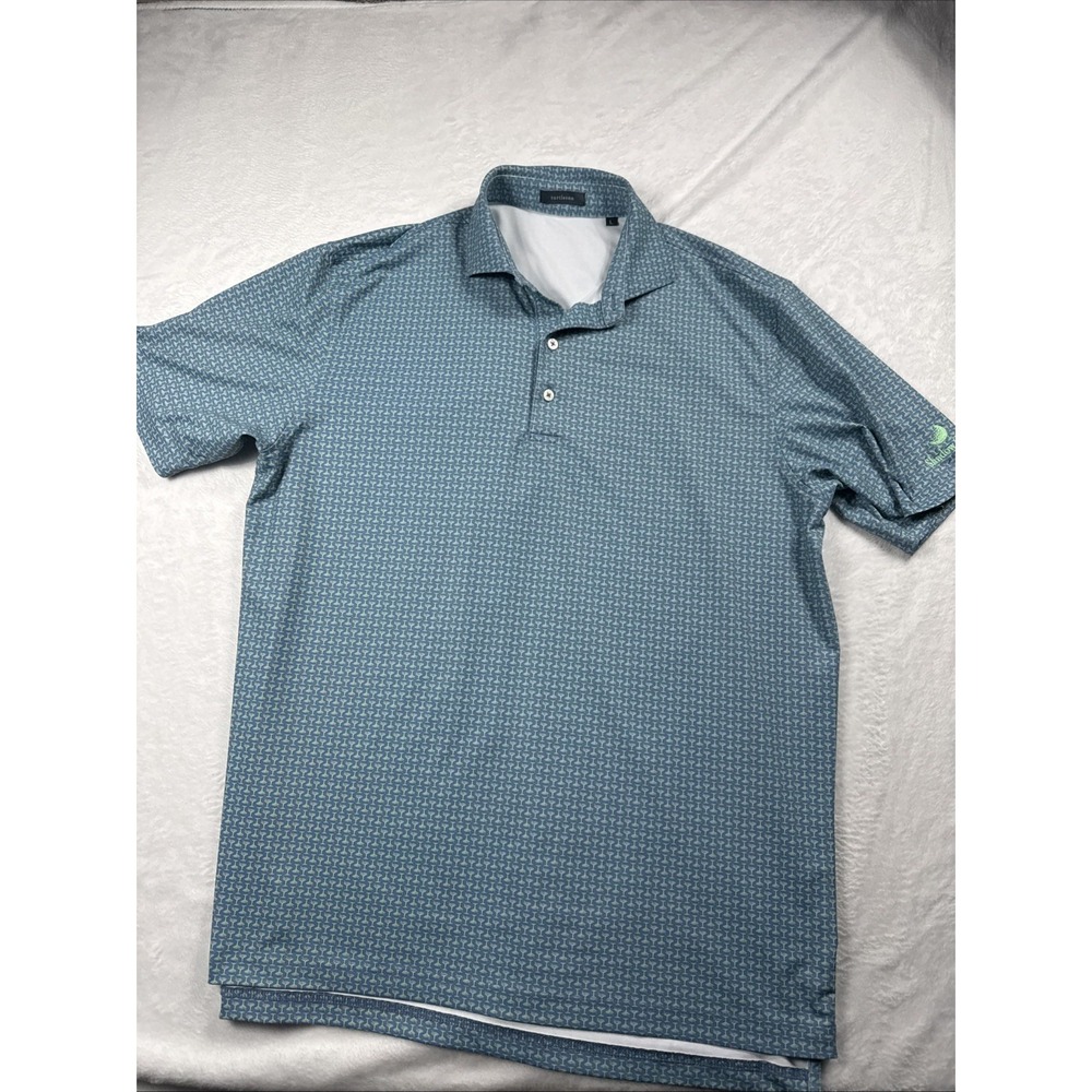 Turtleson Barron Performance Polo Mens L Blue Green Martini Glass AOP Golf Shirt